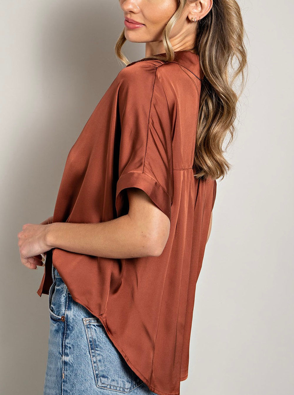 Satin Button Down Top