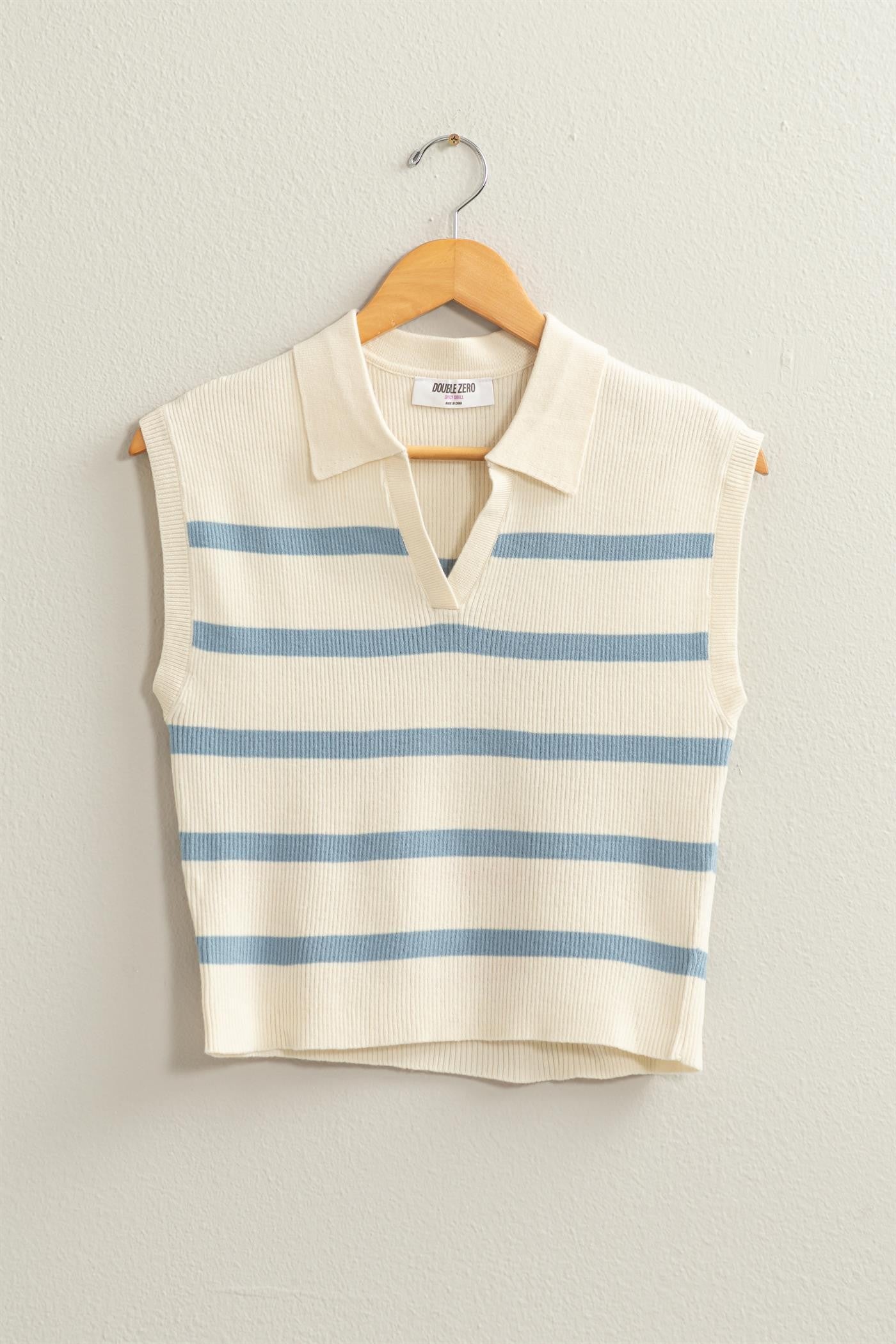 Blue Striped Polo Vest