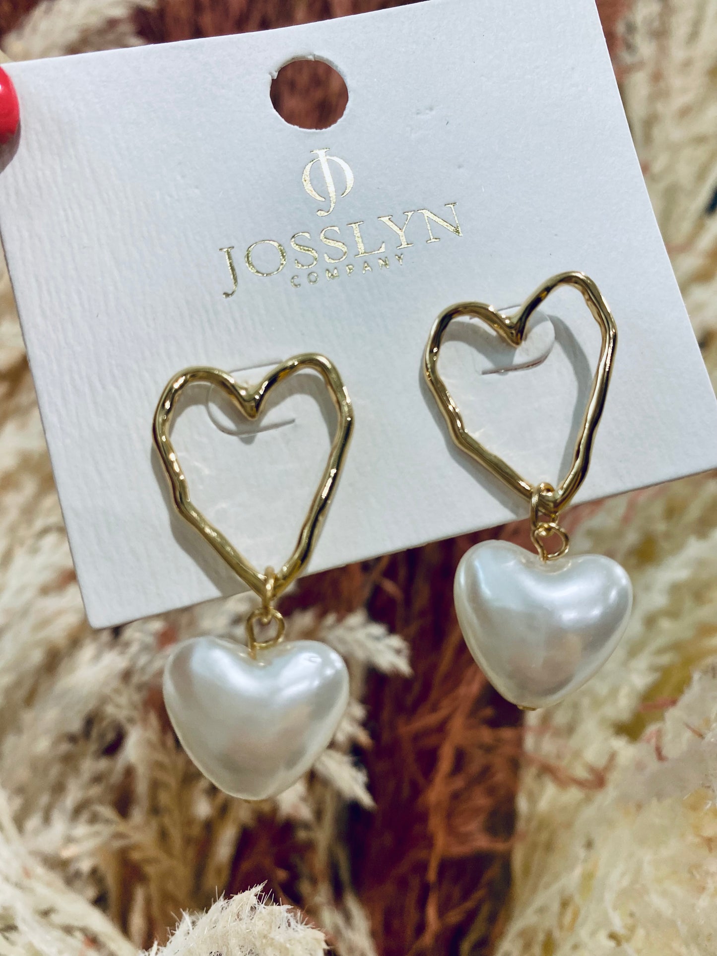 Heart Pearl Drop Earrings